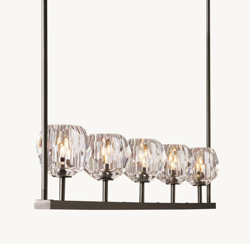 BOULE DE CRISTAL CLEAR GLASS LINEAR CHANDELIER 60"