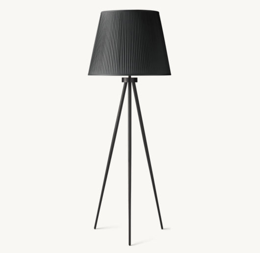 REED BLACK PLEATED SILK SHADE FLOOR LAMP