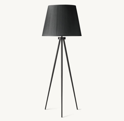 REED BLACK PLEATED SILK SHADE FLOOR LAMP