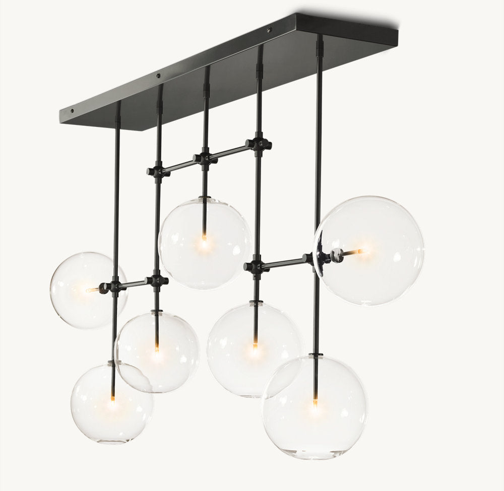 GLASS GLOBE MOBILE LINEAR CHANDELIER 60"