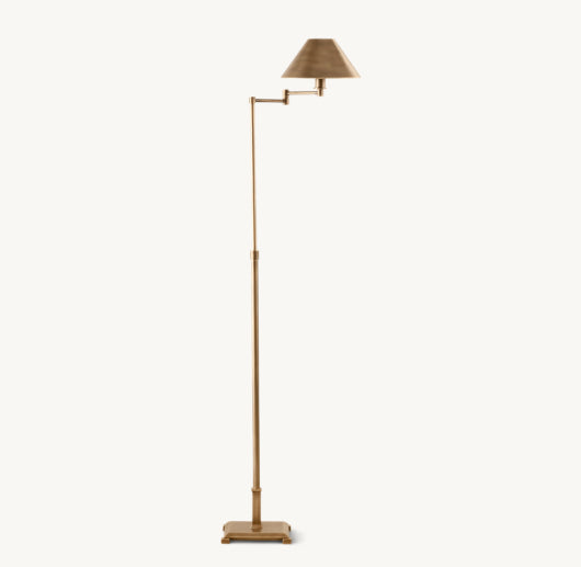 PETITE CANDLESTICK METAL SHADE SWING-ARM FLOOR LAMP