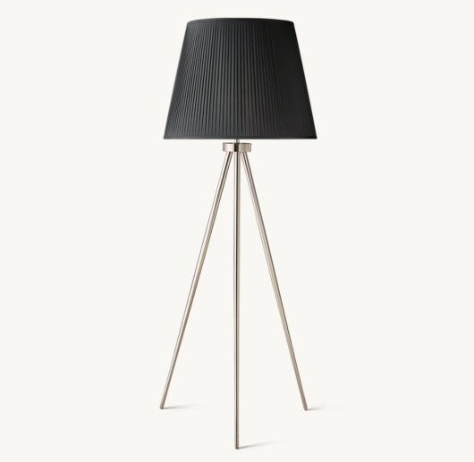 REED BLACK PLEATED SILK SHADE FLOOR LAMP
