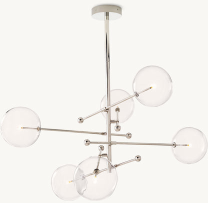 GLASS GLOBE MOBILE SIX-ARM CHANDELIER 55"