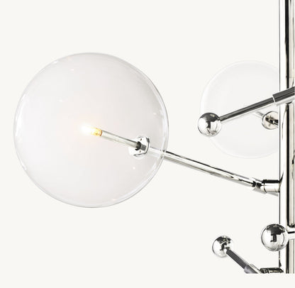 GLASS GLOBE MOBILE SIX-ARM CHANDELIER 40"