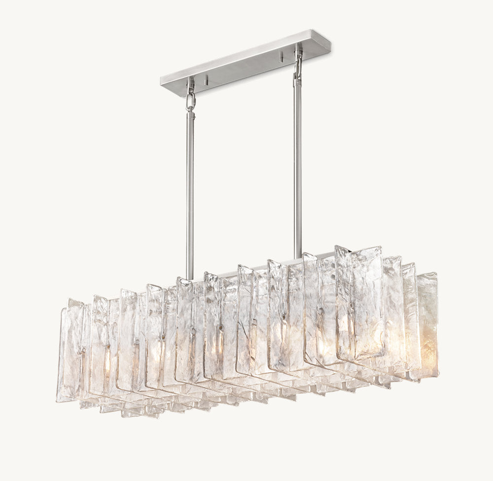 LATTICE CLEAR GLASS RECTANGULAR CHANDELIER 49"