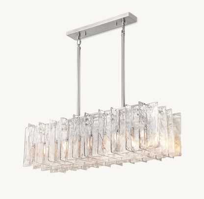LATTICE CLEAR GLASS RECTANGULAR CHANDELIER 49"