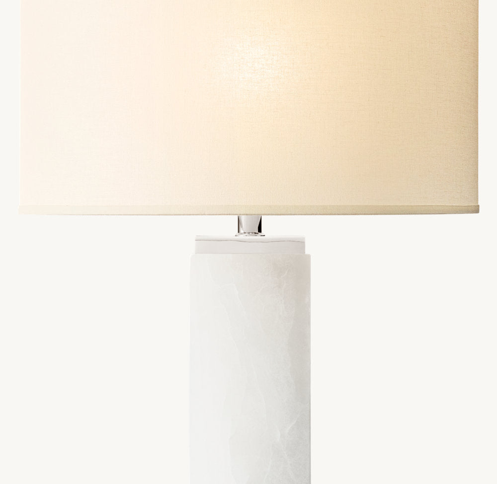 SQUARE COLUMN ALABASTER TABLE LAMP