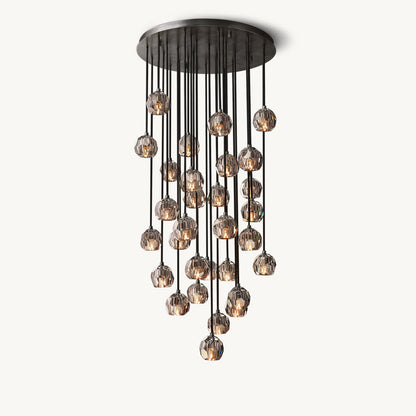 BOULE DE CRISTAL SMOKE GLASS ROUND CLUSTER CHANDELIER 30"