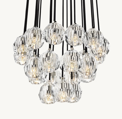 BOULE DE CRISTAL CLEAR GLASS ROUND CLUSTER CHANDELIER 24"