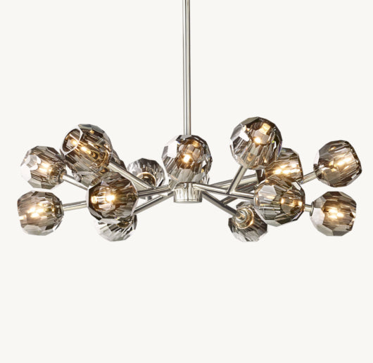 BOULE DE CRISTAL SMOKE GLASS ROUND CHANDELIER 36"
