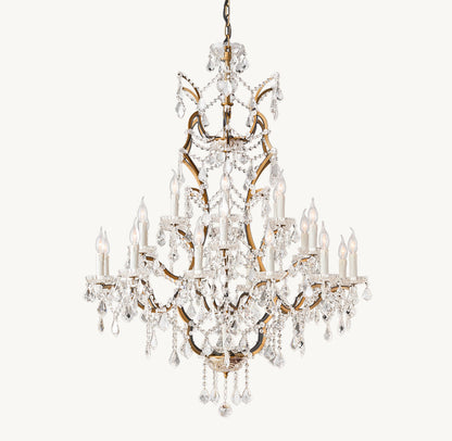 19TH C. ROCOCO IRON & CRYSTAL ROUND CHANDELIER 40"