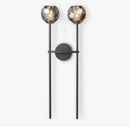 BOULE DE CRISTAL SMOKE GLASS GRAND DOUBLE SCONCE