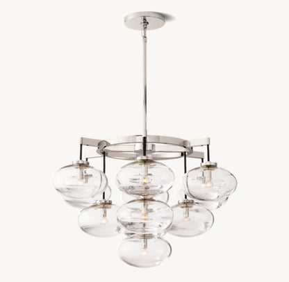 CABRETTE CLEAR GLASS ROUND CHANDELIER 36"