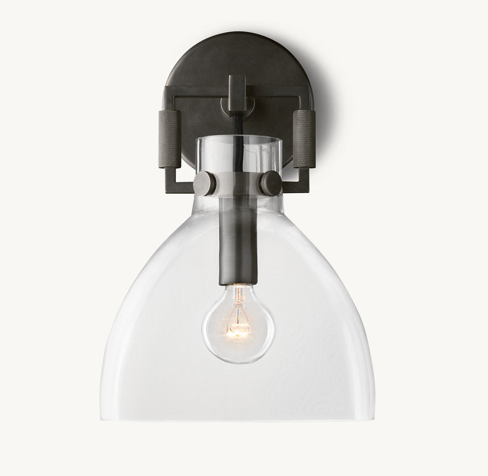 MACHINIST GLASS CLOCHE SCONCE 8"