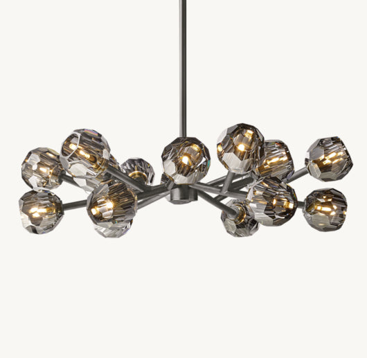 BOULE DE CRISTAL SMOKE GLASS ROUND CHANDELIER 36"