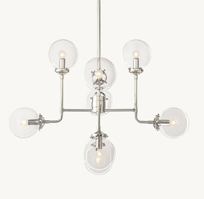 BISTRO GLOBE CLEAR GLASS CHANDELIER 34"