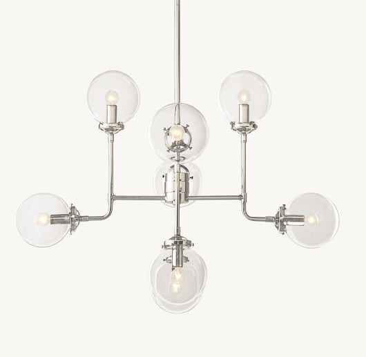 BISTRO GLOBE CLEAR GLASS CHANDELIER 34"