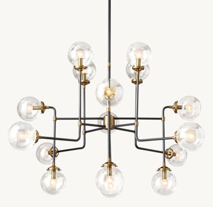 BISTRO GLOBE CLEAR GLASS CHANDELIER 56"