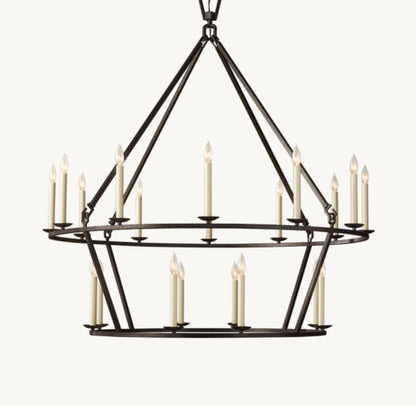 19TH C. ENGLISH OPENWORK TWO-TIER ROUND CHANDELIER 50"