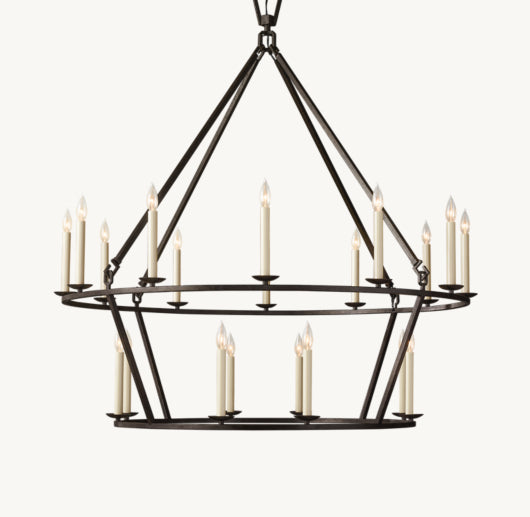 19TH C. ENGLISH OPENWORK TWO-TIER ROUND CHANDELIER 50"