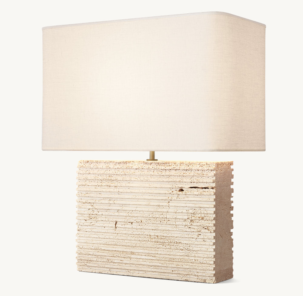 TALLADO CLASSICO TRAVERTINE WIDE RECTANGULAR TABLE LAMP