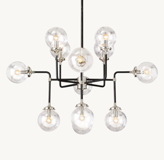 BISTRO GLOBE CLEAR GLASS CHANDELIER 42"