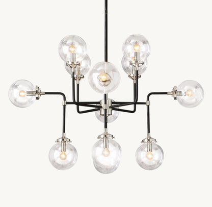 BISTRO GLOBE CLEAR GLASS CHANDELIER 42"