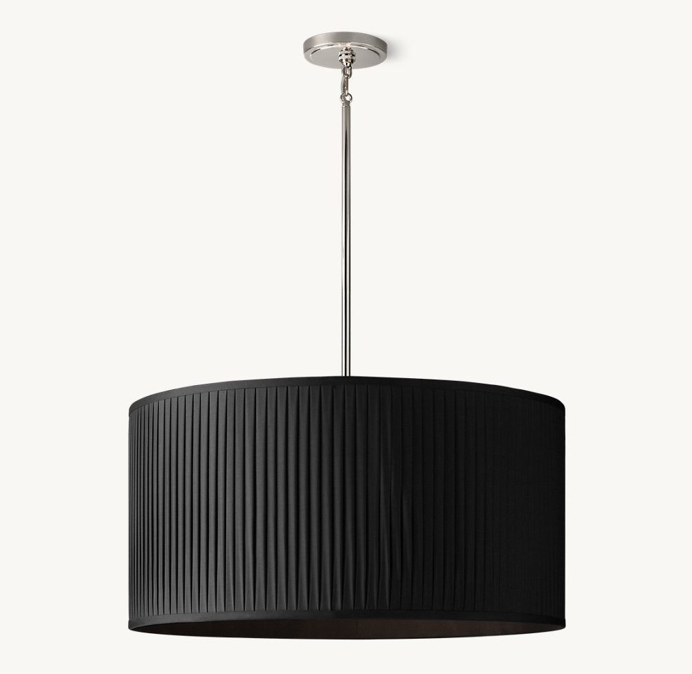 REED BLACK PLEATED DRUM PENDANT