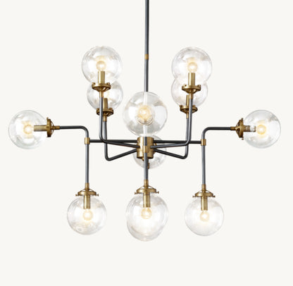 BISTRO GLOBE CLEAR GLASS CHANDELIER 42"