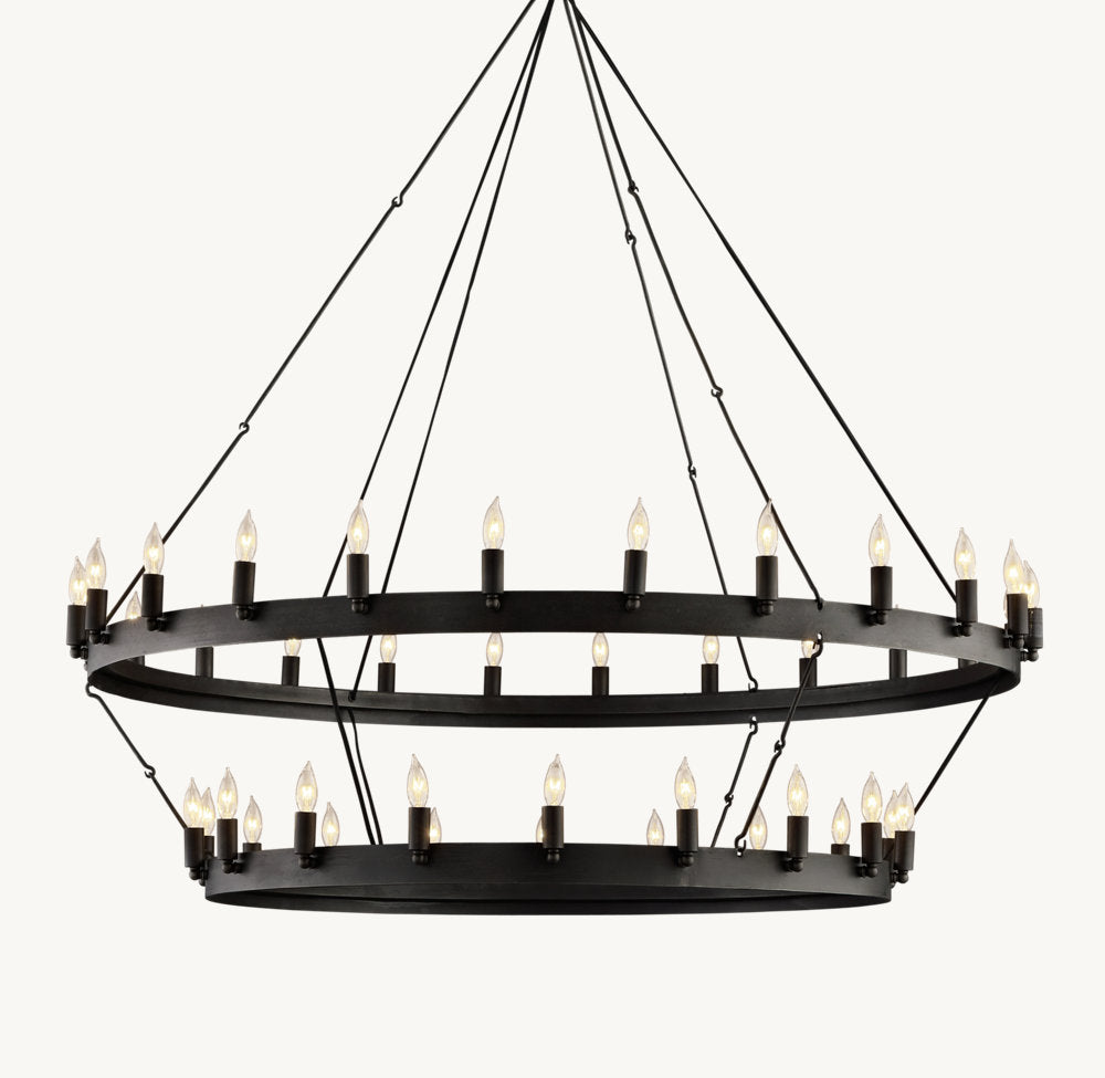 CAMINO VINTAGE CANDELABRA TWO-TIER CHANDELIER 50"