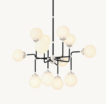 BISTRO GLOBE MILK GLASS CHANDELIER 42"
