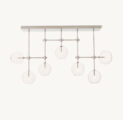 GLASS GLOBE MOBILE LINEAR CHANDELIER 60"