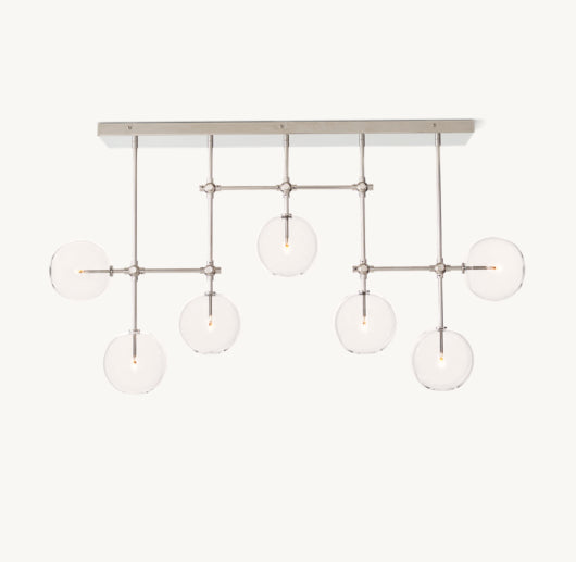 GLASS GLOBE MOBILE LINEAR CHANDELIER 60"