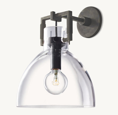 MACHINIST GLASS CLOCHE SCONCE 10"