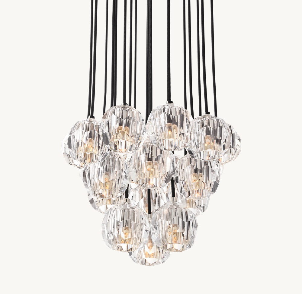 BOULE DE CRISTAL CLEAR GLASS ROUND CLUSTER CHANDELIER 19"