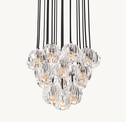BOULE DE CRISTAL CLEAR GLASS ROUND CLUSTER CHANDELIER 19"