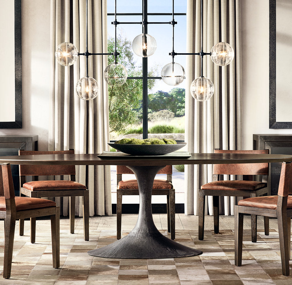 GLASS GLOBE MOBILE LINEAR CHANDELIER 60"