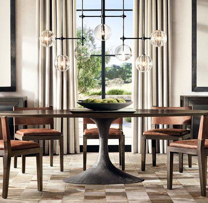 GLASS GLOBE MOBILE LINEAR CHANDELIER 60"