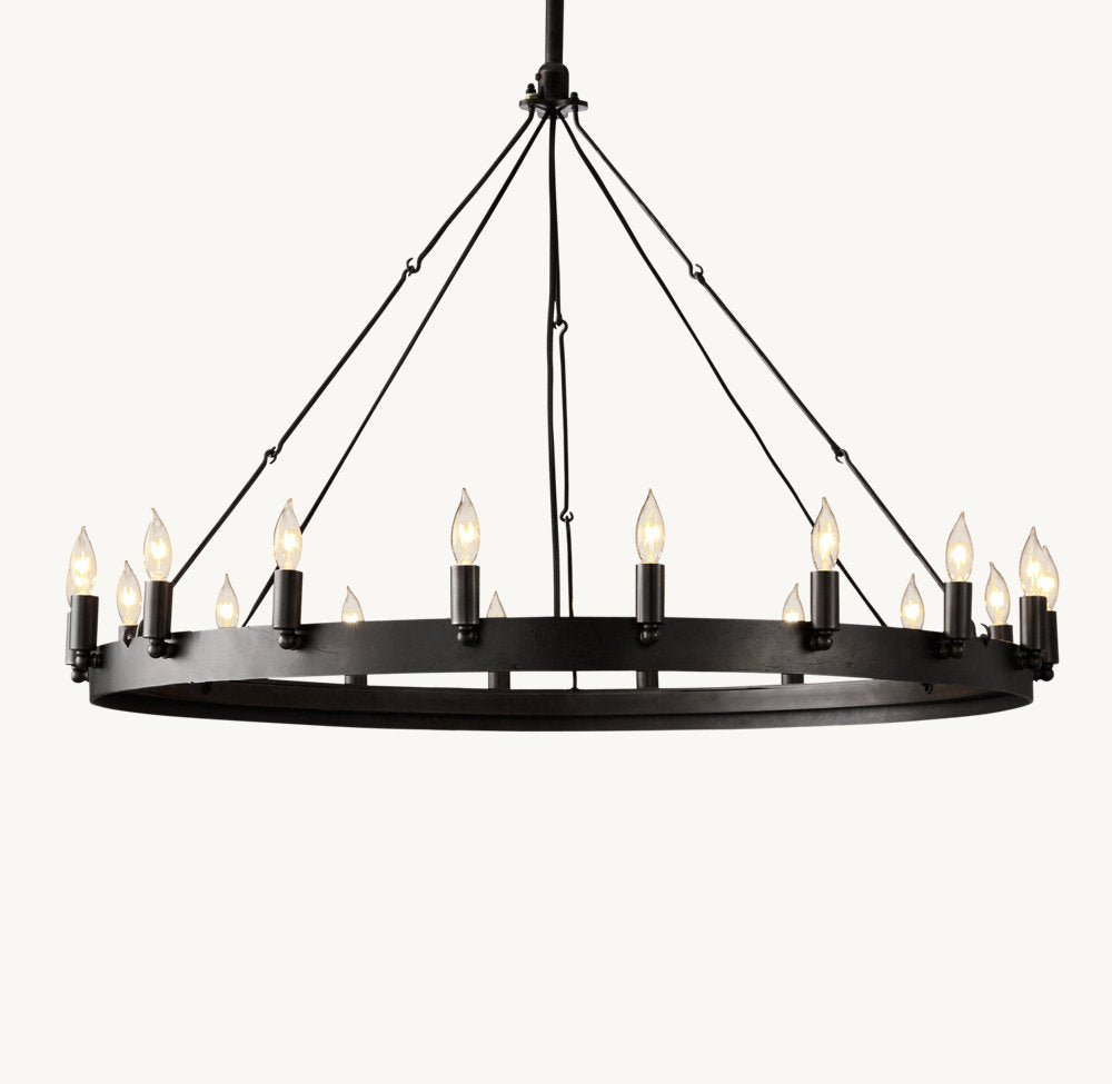 CAMINO VINTAGE CANDELABRA ROUND CHANDELIER 38"