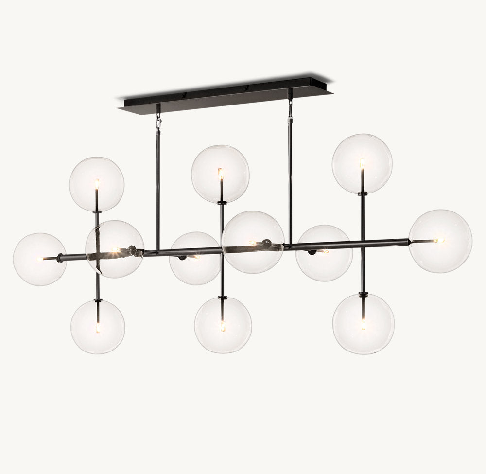 GLASS GLOBE MOBILE LINEAR CHANDELIER