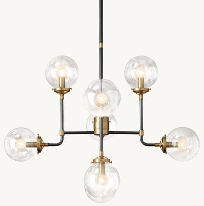 BISTRO GLOBE CLEAR GLASS CHANDELIER 34"