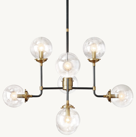 BISTRO GLOBE CLEAR GLASS CHANDELIER 34"