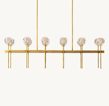 BOULE DE CRISTAL CLEAR GLASS DOUBLE LINEAR CHANDELIER 60"