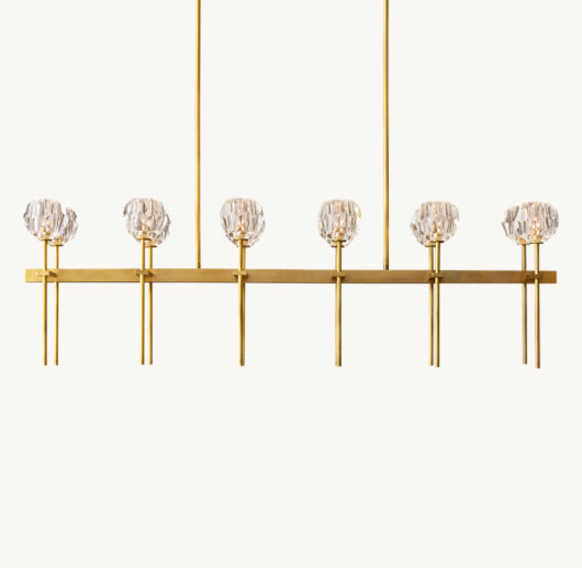 BOULE DE CRISTAL CLEAR GLASS DOUBLE LINEAR CHANDELIER 60"