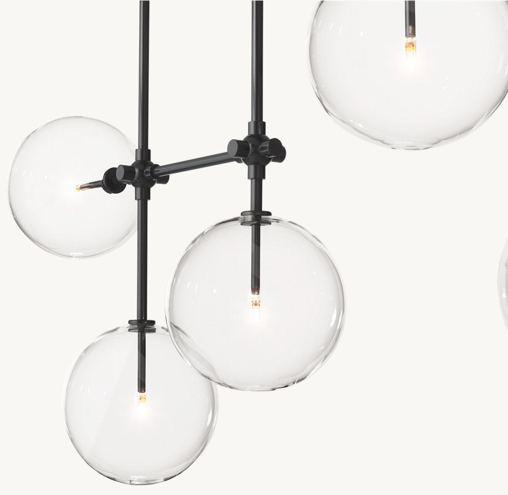 GLASS GLOBE MOBILE LINEAR CHANDELIER 60"