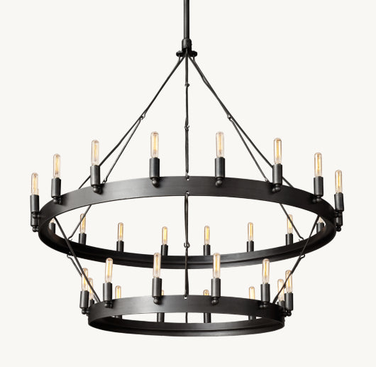 CAMINO VINTAGE FILAMENT TWO-TIER CHANDELIER 38"