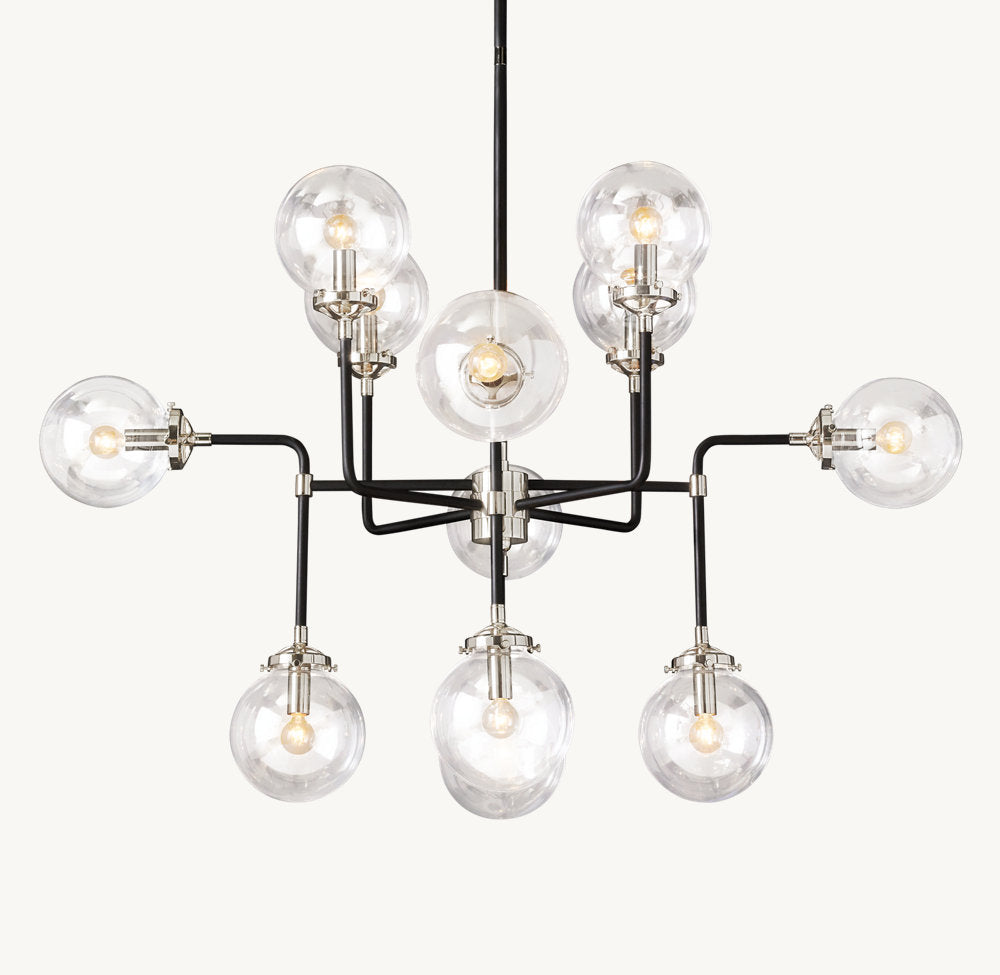 BISTRO GLOBE CLEAR GLASS CHANDELIER 42"