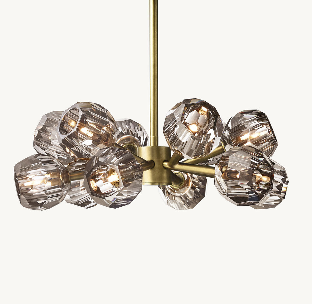 BOULE DE CRISTAL SMOKE GLASS ROUND CHANDELIER 24"