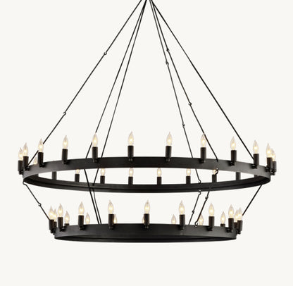 CAMINO VINTAGE CANDELABRA TWO-TIER CHANDELIER 50"