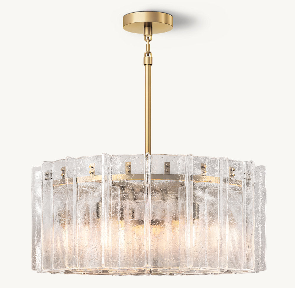 LATTICE CLEAR GLASS ROUND CHANDELIER 37"